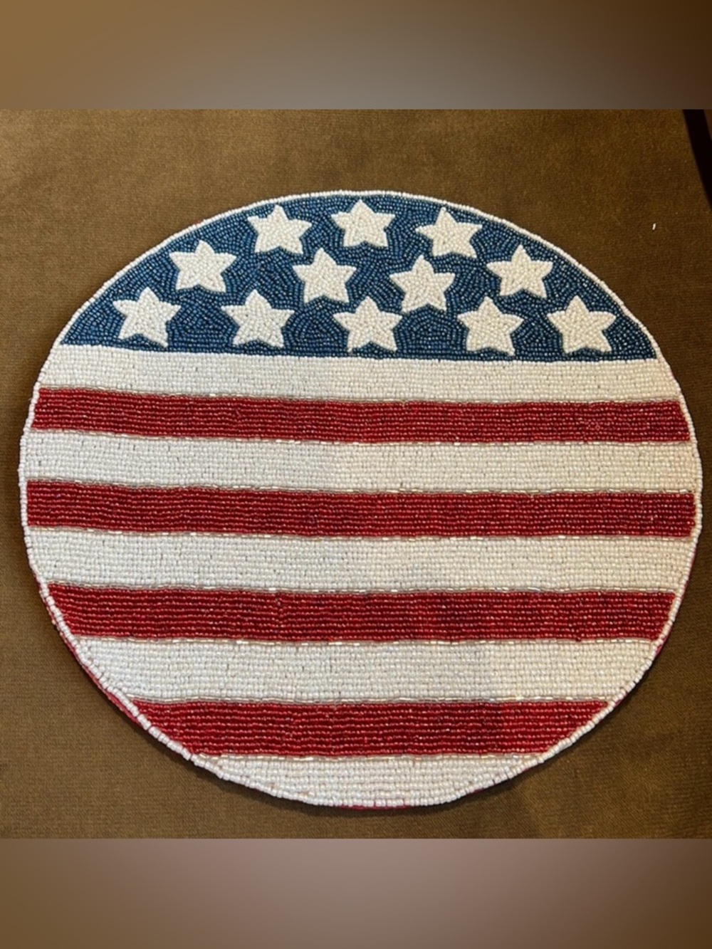 July 4th Patriotic Americana Flag Beaded Placemats Charger  New 14" Independence